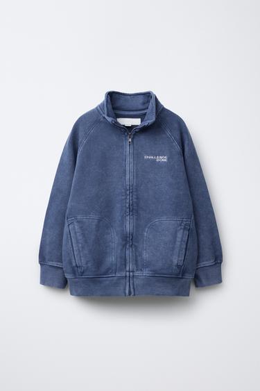 WASHED-EFFECT ZIP-UP SWEATSHIRT - Faded blue by Zara - Image 0
