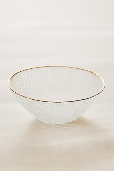 RAISED GLASS BOWL WITH GOLD RIM - Gold by Zara