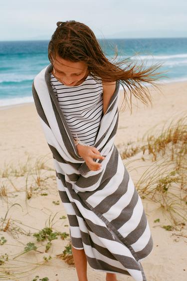 STRIPED T-SHIRT WITH BOWS - Navy blue by Zara
