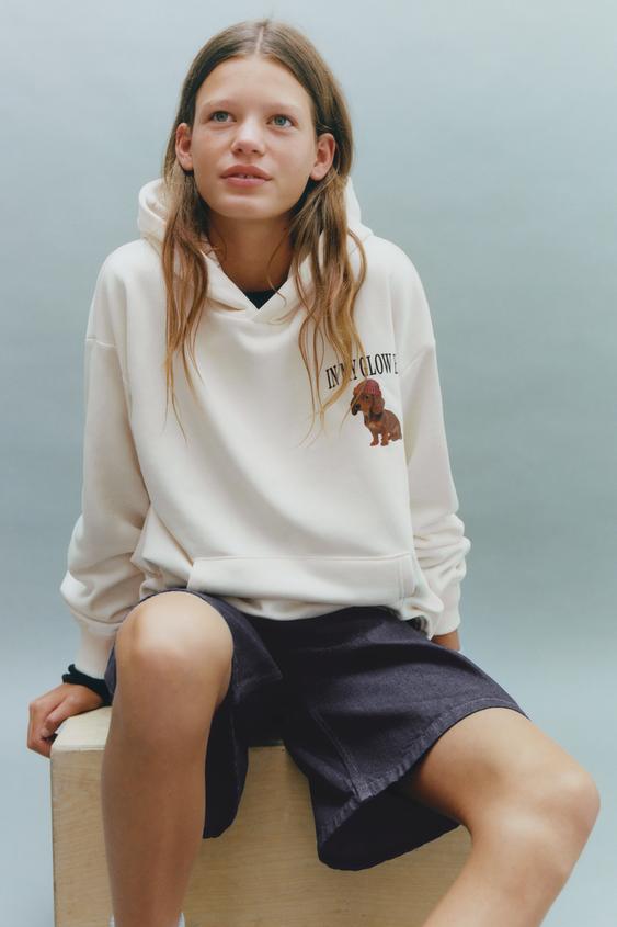 DOG PRINT HOODIE - Ecru by Zara - Image 0