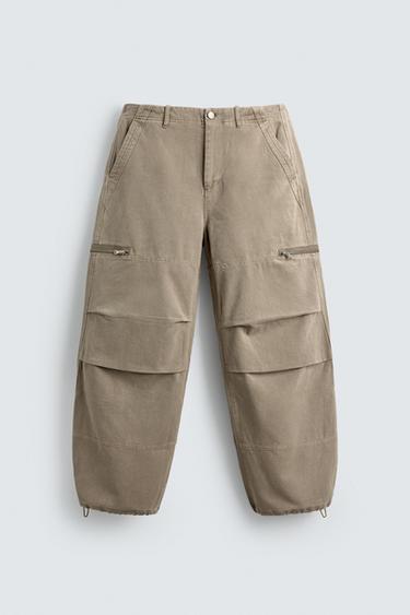 PARACHUTE CARGO TROUSERS - Grey by Zara