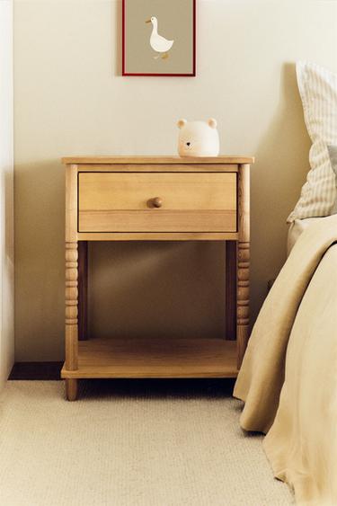 WOODEN BEDSIDE TABLE - Light beige by Zara