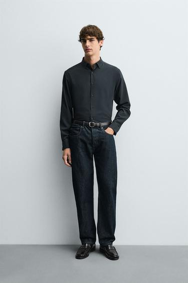 SLIM FIT SHIRT - Petrol blue by Zara