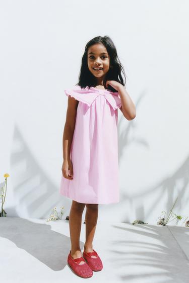 POPLIN DRESS WITH BOW - Pale pink by Zara