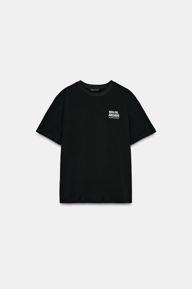 CONTRAST SLOGAN T-SHIRT - Black by Zara