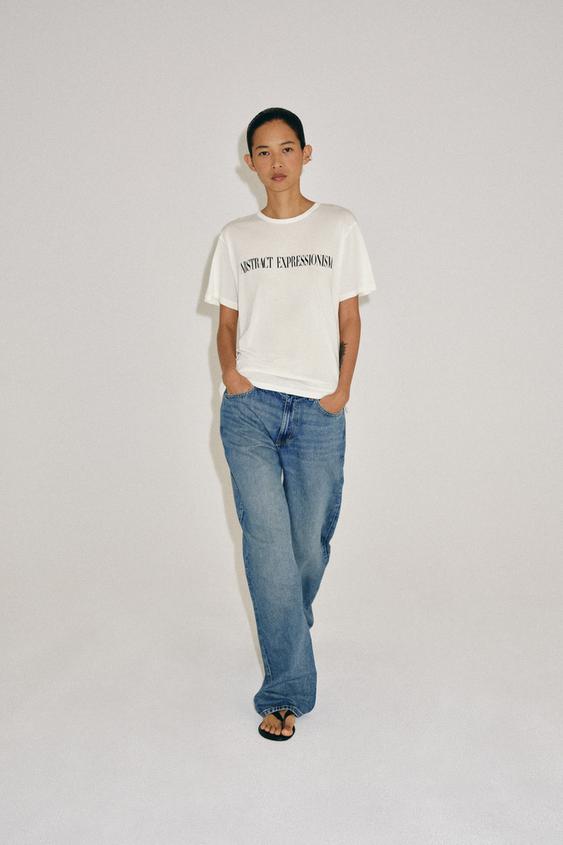 OVERSIZED TEXT T-SHIRT - Oyster-white by Zara - Image 0
