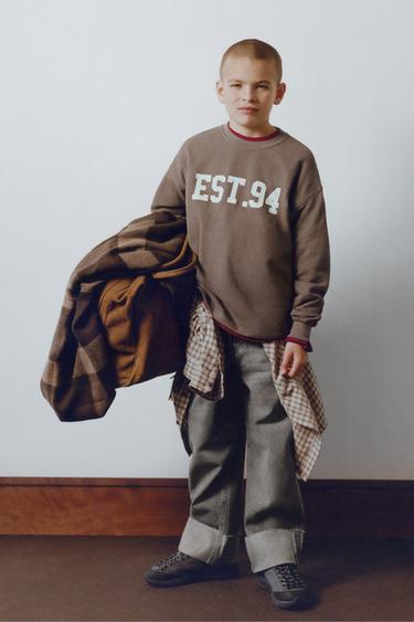 NUMBER PRINTED T-SHIRT - Brown / Taupe by Zara