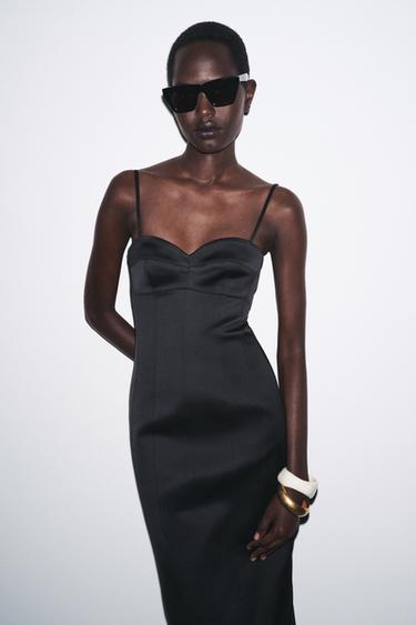ZW COLLECTION MULTI-POSITION SATIN DRESS - Black by Zara
