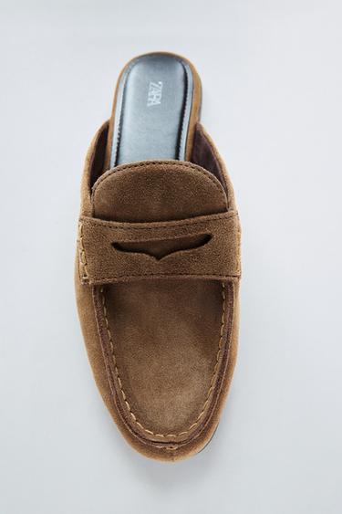 SPLIT SUEDE MULE LOAFERS - Brown by Zara
