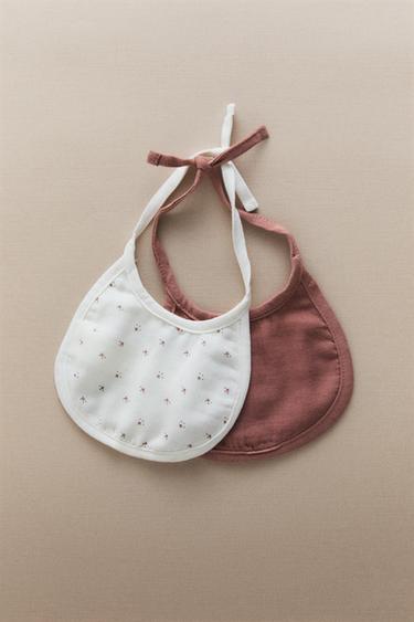 FLORAL BABY BIB (SET OF 2) - Ecru by Zara