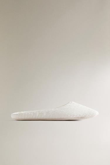 PLEATED SLIPPERS WITH LEATHER SOLE - White by Zara