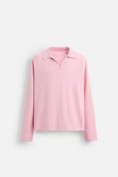 LIGHTWEIGHT KNIT POLO SHIRT - Pink by Zara