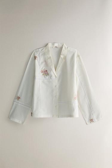 EMBROIDERED SHIRT - Oyster-white by Zara