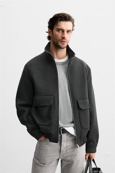 TEXTURED JACKET WITH POCKETS - Anthracite Grey by Zara