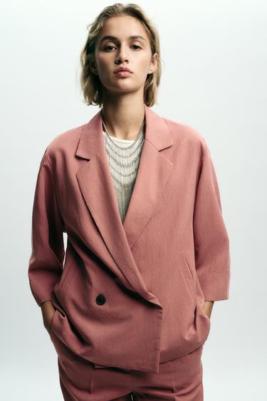 FRENCH SLEEVE DOUBLE-BREASTED BLAZER - MARSALA by Zara