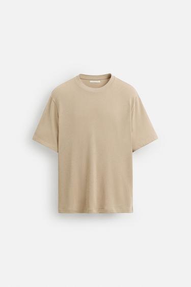 REGULAR FIT KNIT T-SHIRT - Sand by Zara