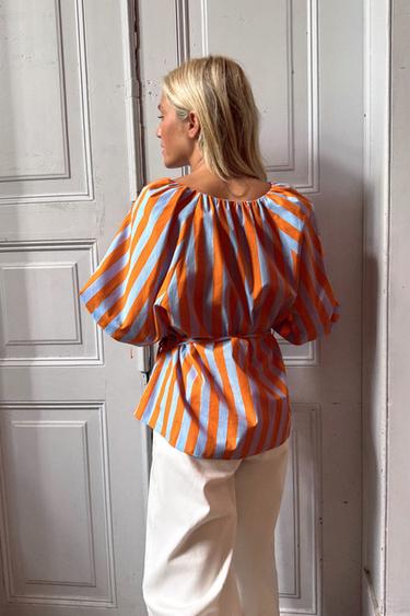 STRIPED SHIRT WITH SLIM BELT - striped by Zara