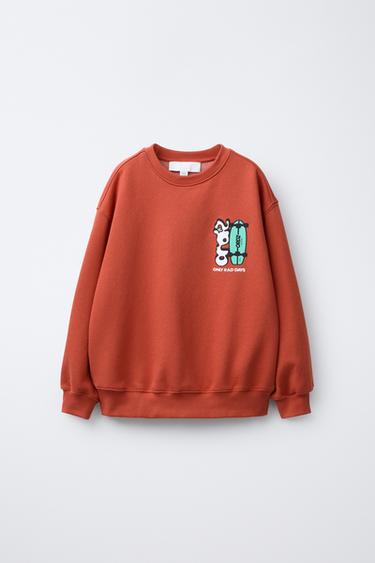RAISED PRINT SWEATSHIRT - Coral by Zara