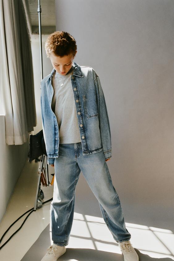 DENIM OVERSHIRT WITH DETACHABLE HOOD - Blue by Zara - Image 0