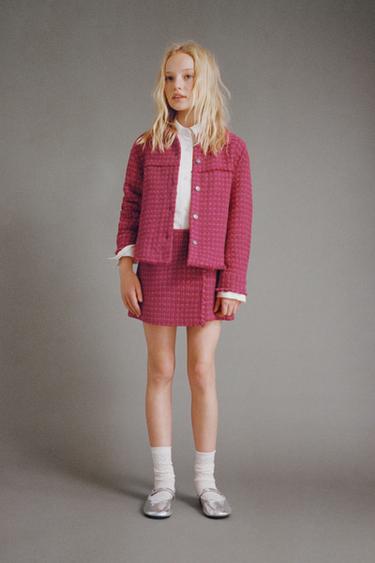 BERMUDA SKORT WITH FRAYED TEXTURE - Pink by Zara