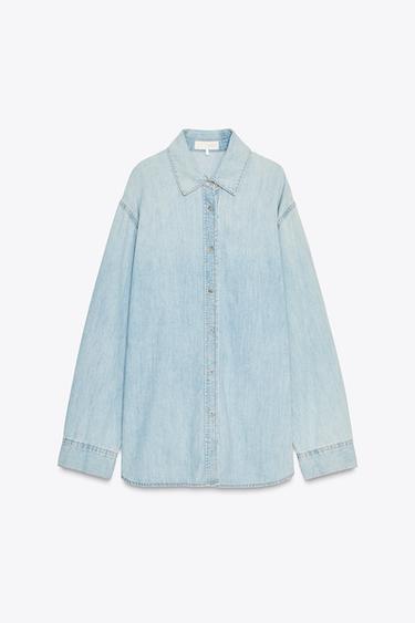TRF LONG DENIM SHIRT - Light blue by Zara
