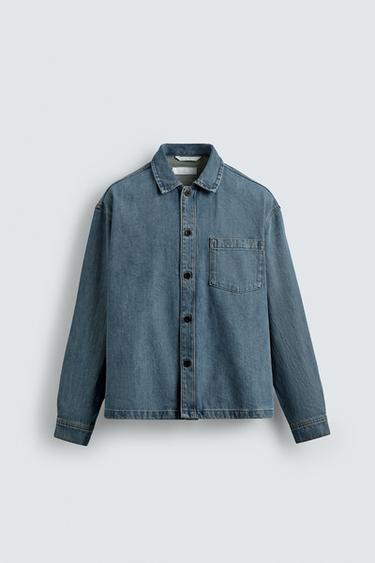 BOXY FIT DENIM SHIRT - Mid-blue by Zara