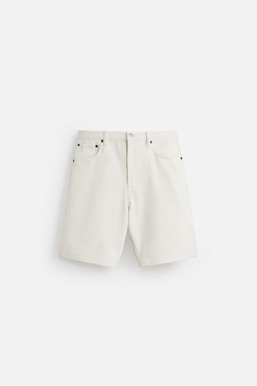 STRAIGHT-LEG DENIM BERMUDA SHORTS - White by Zara