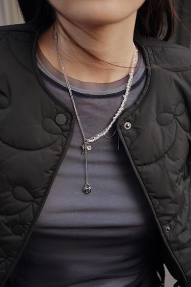 PACK OF 2 NECKLACES WITH FAUX PEARLS AND CHARMS - Silver by Zara