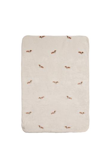 FLEECE DACHSHUND DOG BABY BLANKET - Multicoloured by Zara