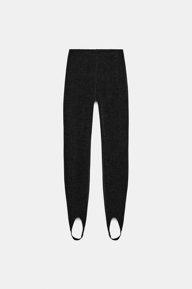 SHINY STRETCH STIRRUP LEGGINGS - Black by Zara