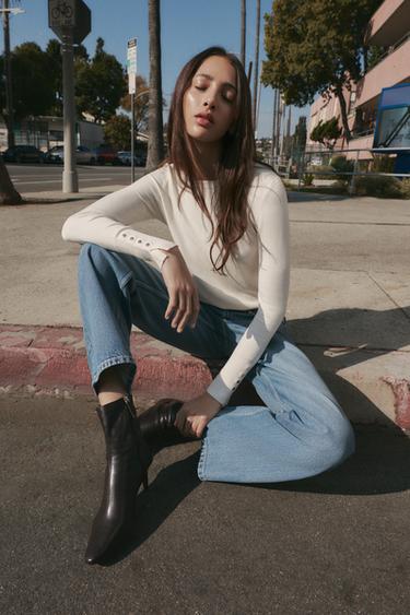 BASIC PLAIN KNIT JUMPER - Ecru by Zara