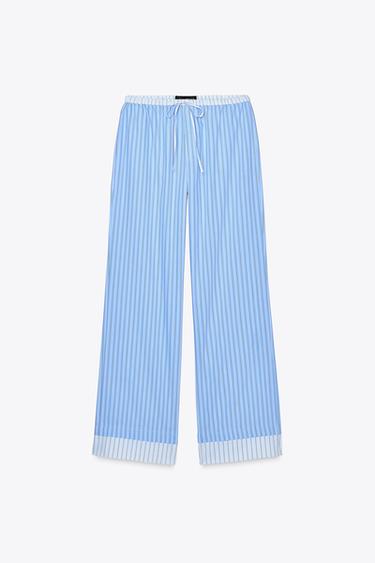 STRIPED PYJAMA STYLE TROUSERS - Blue/White by Zara