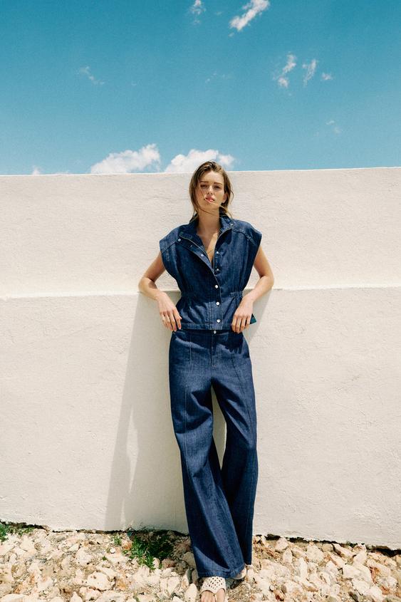 ELASTIC WAIST WAISTCOAT WITH LINEN - Indigo by Zara - Image 0