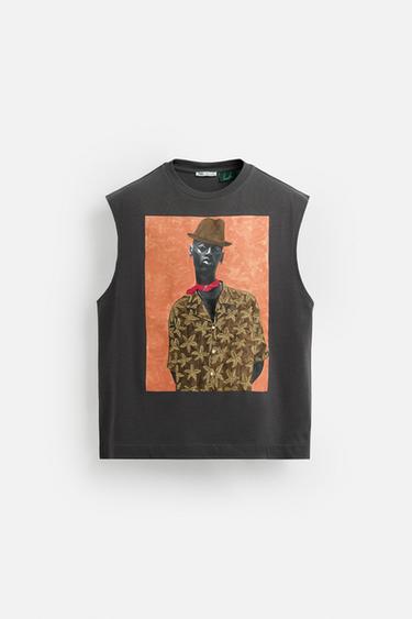 PRINTED & EMBROIDERED TANK TOP © OTIS KWAME KYE QUAICOE - Grey by Zara