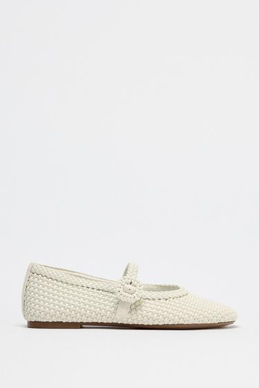 BRAIDED BALLERINA FLATS - white by Zara