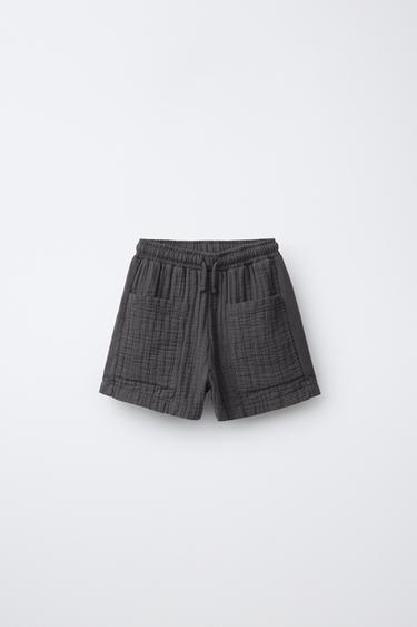 CONTRAST TEXTURED BERMUDA SHORTS - Anthracite grey by Zara