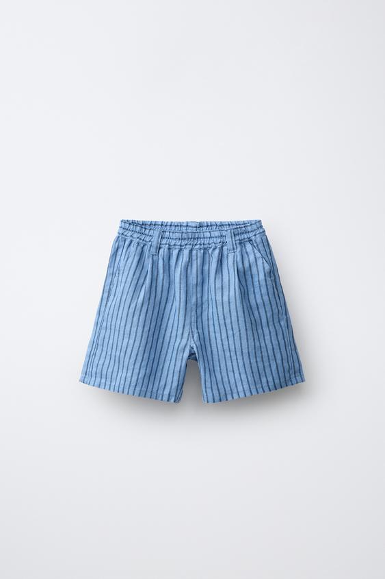 100% LINEN STRIPED BERMUDA SHORTS - striped by Zara - Image 0