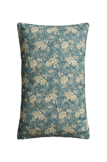 FLORAL PRINT CUSHION COVER - Grey / Blue by Zara