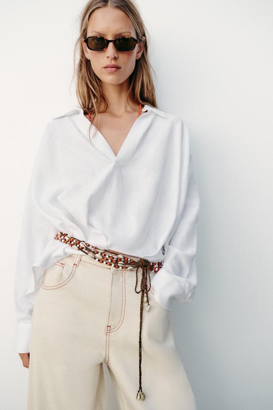 SHELL AND BEAD CORD BELT - Brown by Zara - Image 0
