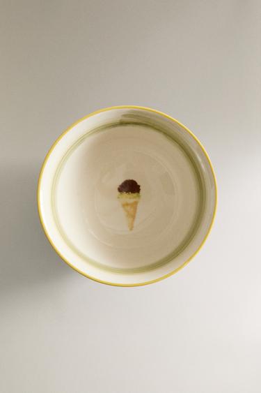 STONEWARE BOWL WITH ICE CREAM DESIGN - Green marl by Zara