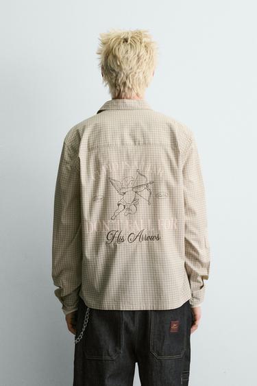 CUPID PRINT CHECK SHIRT - Ecru by Zara