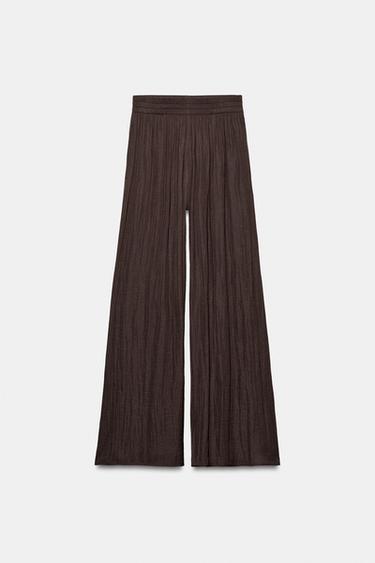 FLOWING WIDE-LEG TROUSERS - Brown by Zara