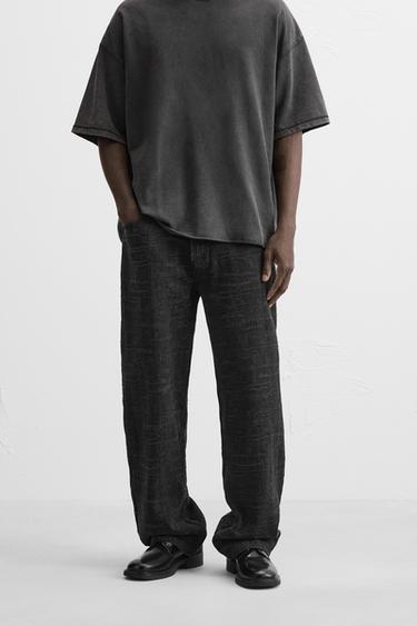 JACQUARD BAGGY FIT JEANS - Black by Zara