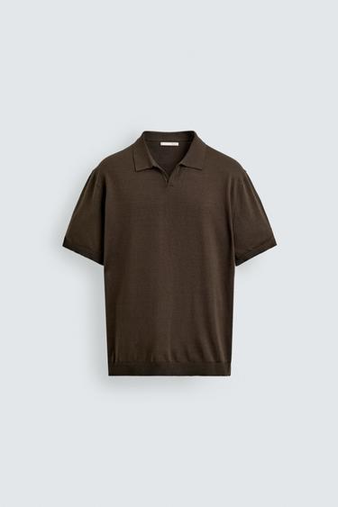 REGULAR FIT KNIT POLO SHIRT - Olive green by Zara