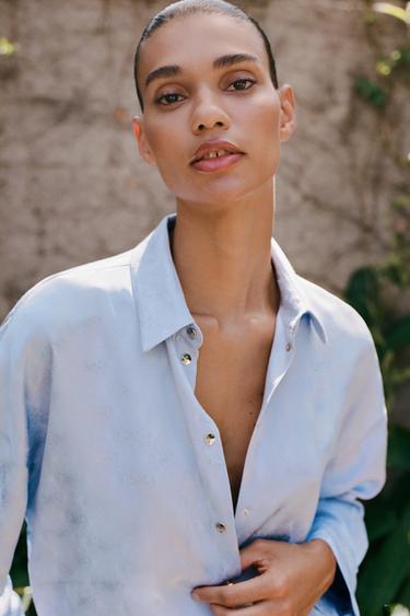 FLOWING JACQUARD SHIRT - Sky blue by Zara - Image 0