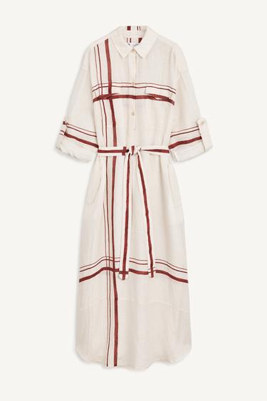 SHRT MD DRSS - Ecru / Red by Zara