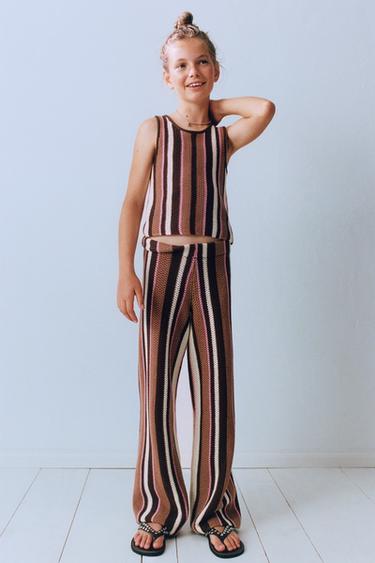 STRIPED KNIT TROUSERS - Khaki by Zara