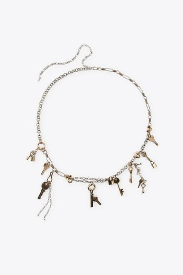 CONTRASTING METAL KEY BELT - Gold / Silver by Zara