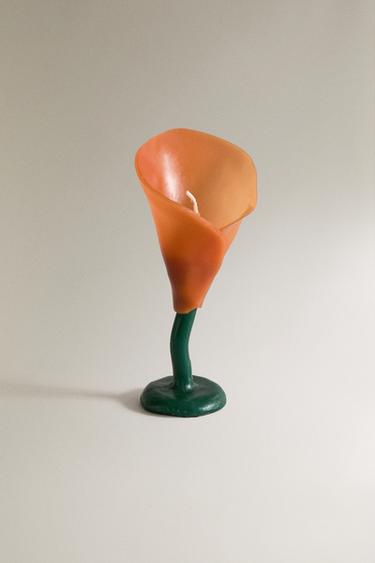 DECORATIVE FLORAL CANDLE - Orange by Zara
