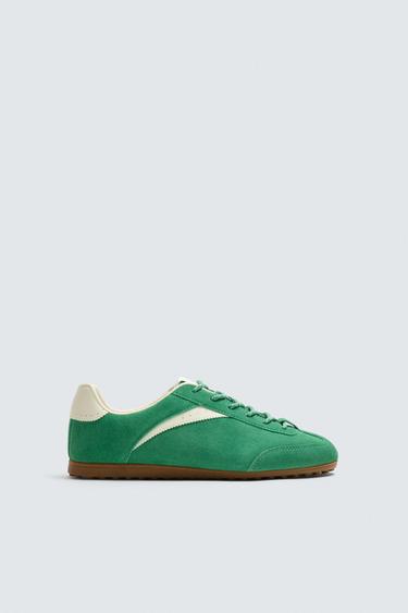 LEATHER TRAINERS - Green by Zara